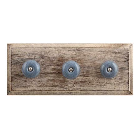 Grey Crackle Ceramic Wooden Hooks